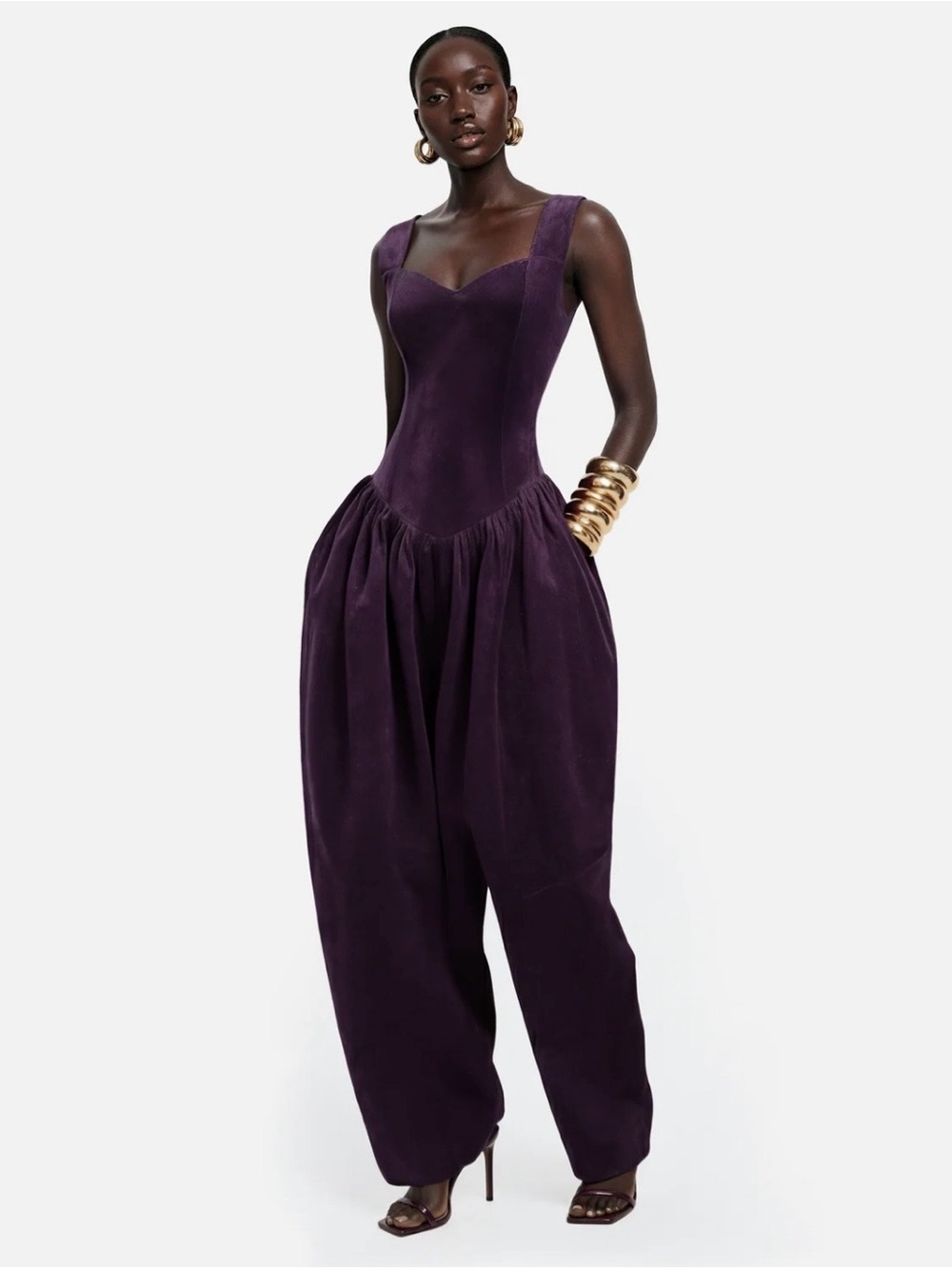 Hanifa Deep Plum Sleeveless Jumpsuit